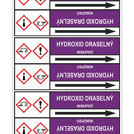 Značení potrubí, hydroxid draselný